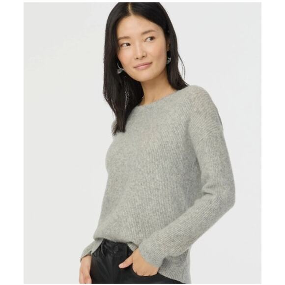 J. Crew Ribbed Boyfriend Crewneck Sweater In Extra-Soft Yarn Grey Size Medium - Picture 1 of 8